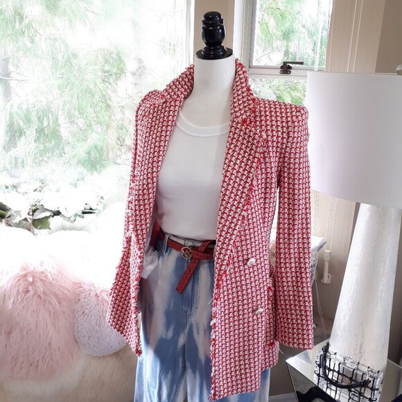 EUC Cupio white soft feel top w/ abstract floral sheer effect statement sleeves - Picture 2 of 11